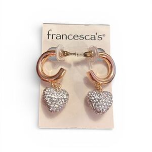 Francesca's Collections Gold and Silver Crystal Heart Earrings